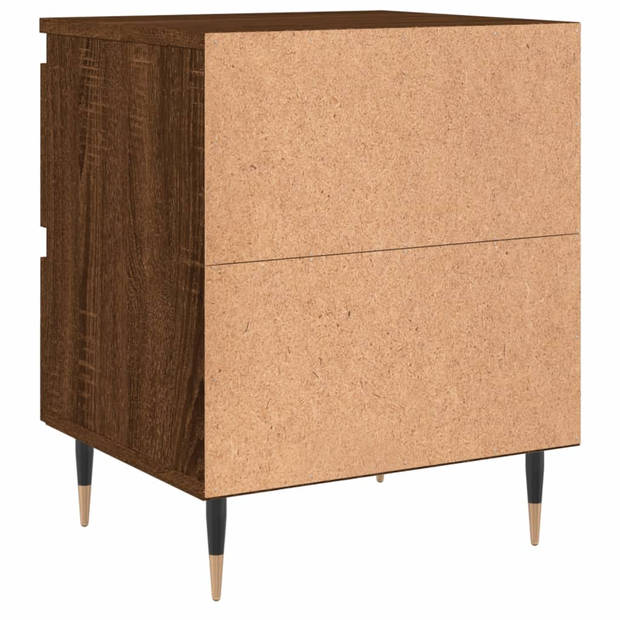 The Living Store Bedkastjes Bruineiken - Set van 2 - Bewerkt Hout - 40 x 35 x 50 cm - 2 Lades