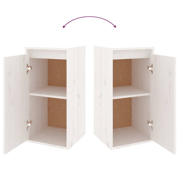 The Living Store TV-meubels - wit - massief grenenhout - set van 5 - 60 x 30 x 35 cm - klassiek design