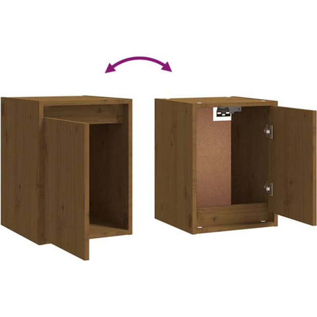 The Living Store TV-meubel - Hangkast van massief grenenhout - 30 x 30 x 40 cm - 30 x 30 x 100 cm - Honingbruin