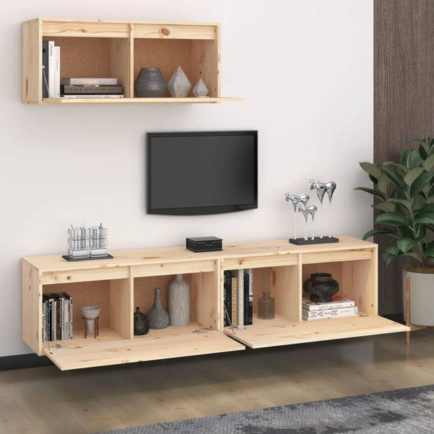 The Living Store Tv-meubel - Klassieke televisiekasten - Massief grenenhout - 80 x 30 x 35 cm