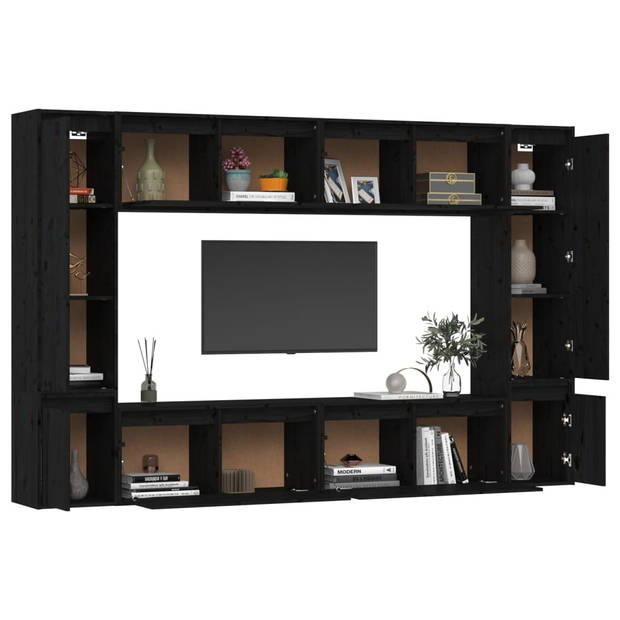 The Living Store Tv-kasten - Massief grenenhout - 80x30x35cm/30x30x40cm/30x30x100cm - Zwart