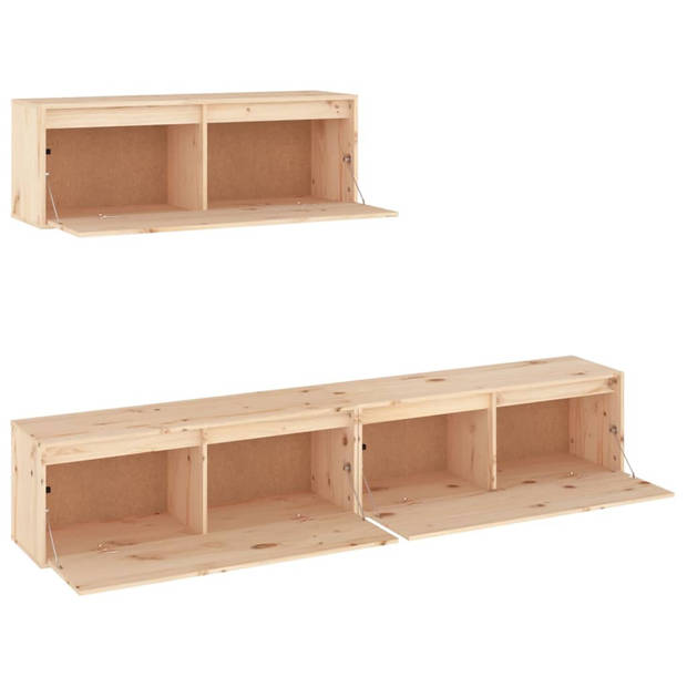 The Living Store Televisiekast Grenenhout - 100 x 30 x 35 cm - Klassiek design