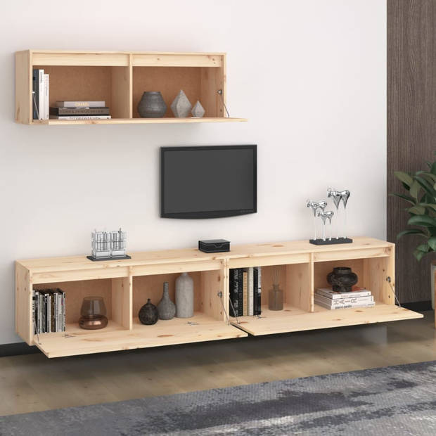 The Living Store Televisiekast Grenenhout - 100 x 30 x 35 cm - Klassiek design