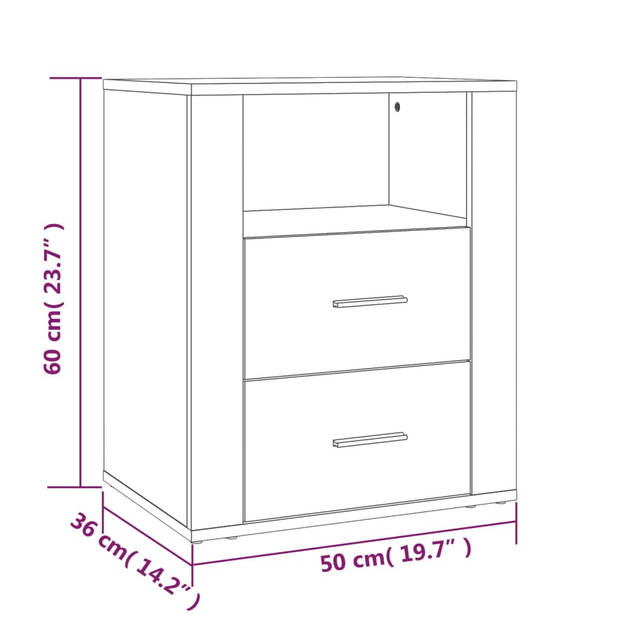 vidaXL Nachtkastje 50x36x60 cm bewerkt hout sonoma eikenkleurig