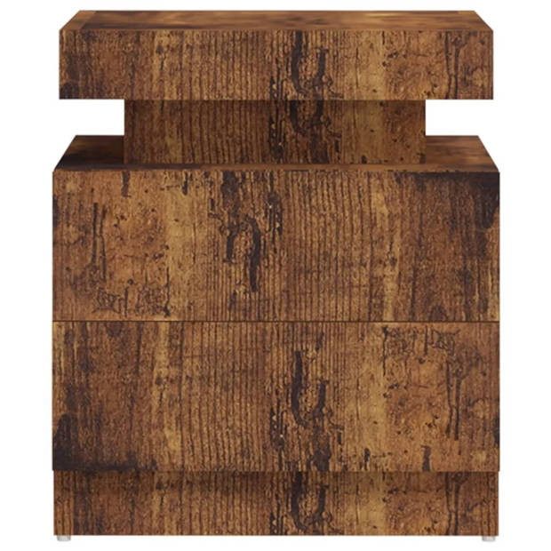 vidaXL Nachtkastje 45x35x52 cm bewerkt hout gerookt eikenkleurig