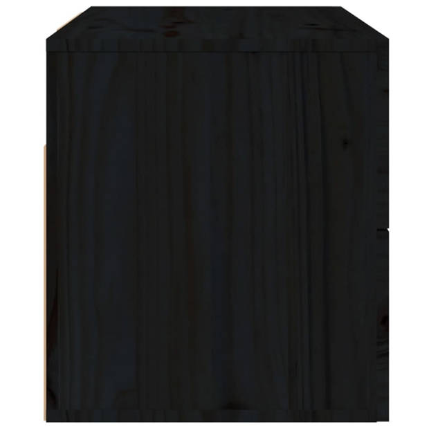 The Living Store Wandnachtkastje - 50 x 36 x 40 cm - Massief grenenhout - zwart (Set van 2)