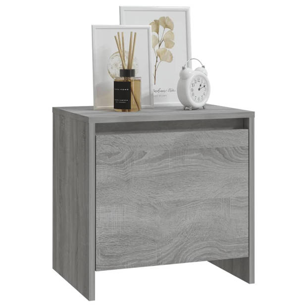 The Living Store Bedkastje - Grijs Sonoma Eiken - 45x34x44.5 cm - 1 deur - Stevig en Duurzaam - Montage vereist