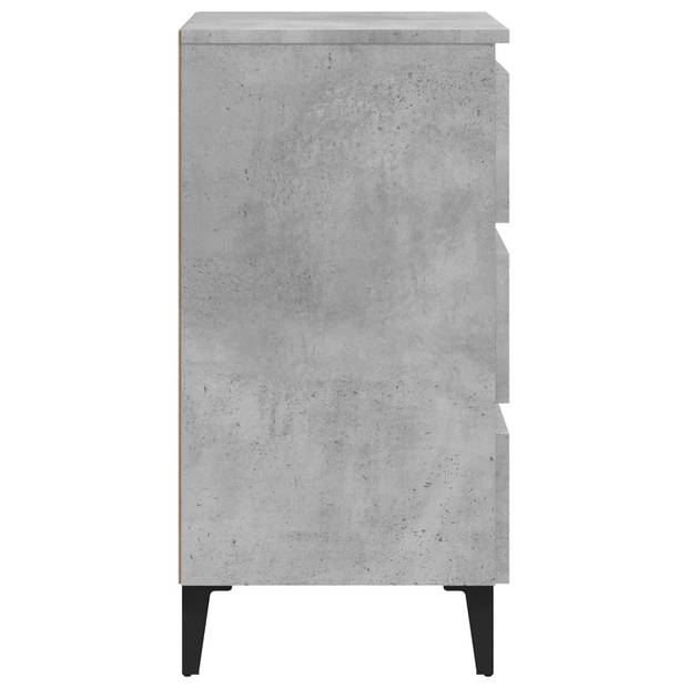 vidaXL Nachtkastjes 2 st met metalen poten 40x35x69 cm betongrijs