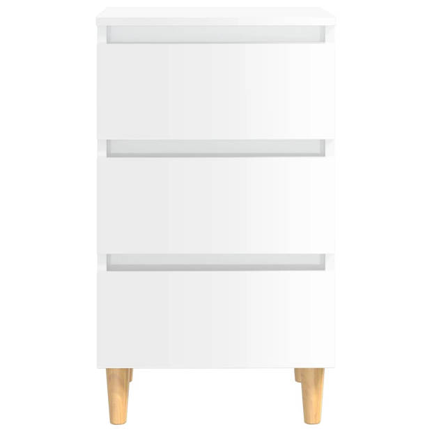 The Living Store Bedkastjes - Scandinavisch ontwerp - Hoogglans wit - 40 x 35 x 69 cm - 3 lades