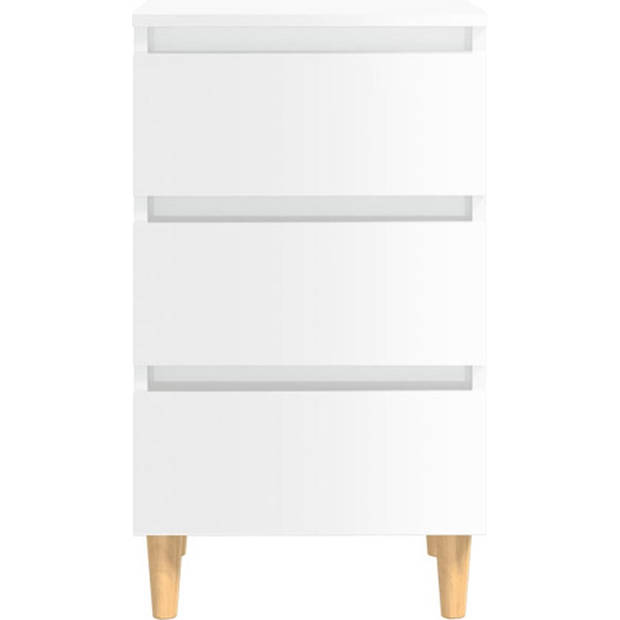 The Living Store Bedkastjes - Scandinavisch ontwerp - Hoogglans wit - 40 x 35 x 69 cm - 3 lades