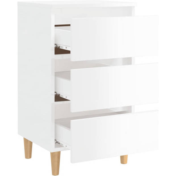 The Living Store Bedkastjes - Scandinavisch ontwerp - Hoogglans wit - 40 x 35 x 69 cm - 3 lades