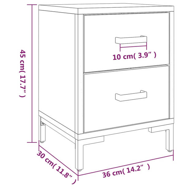 vidaXL Nachtkastjes 2 st 36x30x45 cm massief grenenhout zwart