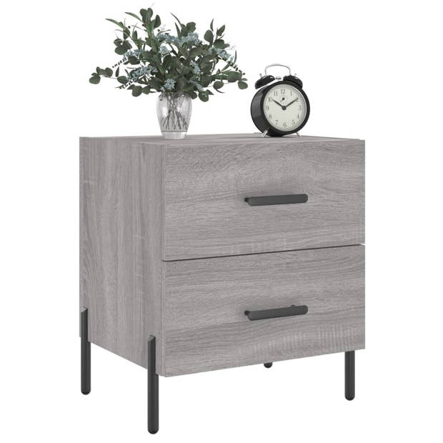 vidaXL Nachtkastjes 2 st 40x35x47,5 cm bewerkt hout grijs sonoma eiken