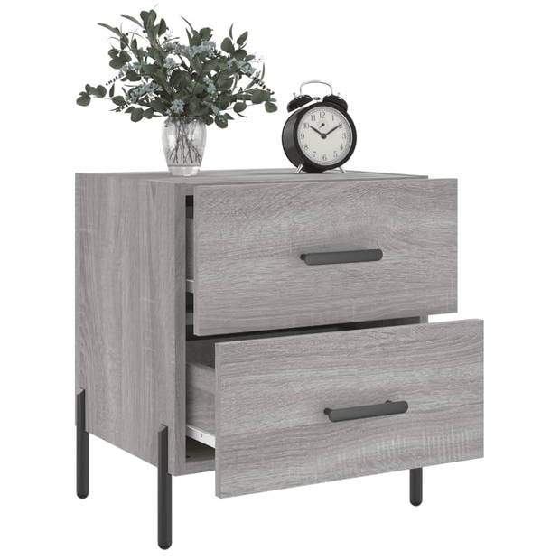 vidaXL Nachtkastjes 2 st 40x35x47,5 cm bewerkt hout grijs sonoma eiken