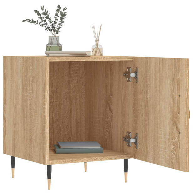 vidaXL Nachtkastjes 2 st 40x40x50 cm bewerkt hout sonoma eikenkleurig