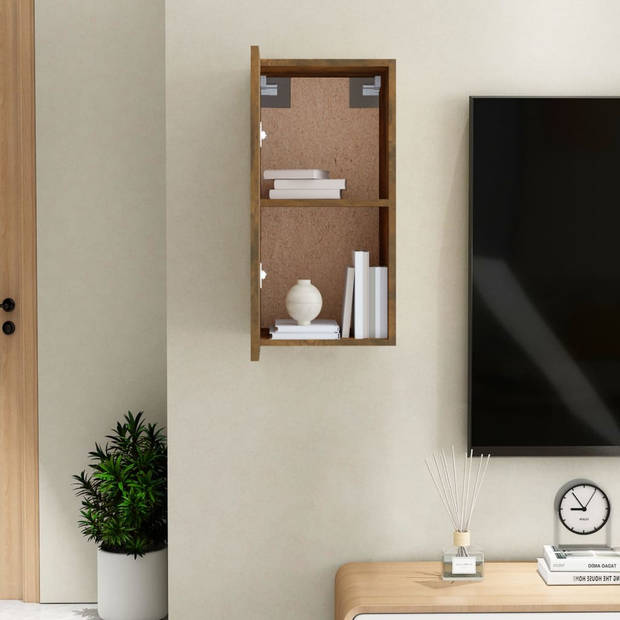 The Living Store Hangend tv-meubel - Gerookt eiken - 30.5 x 30 x 60 cm - Modern