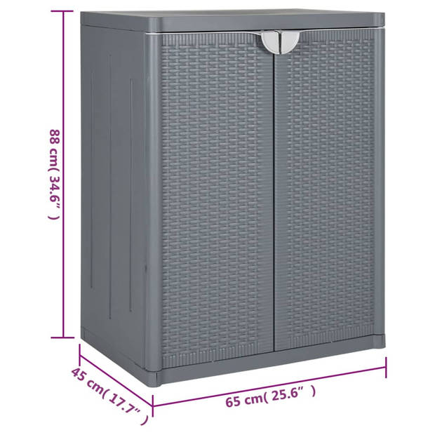 vidaXL Tuinkast 65x45x88 cm polypropeen rattan grijs