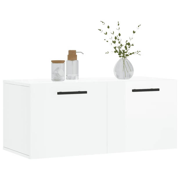 The Living Store Wandkast - Wandgemonteerd - 80 x 36.5 x 35 cm - Hoogglans wit