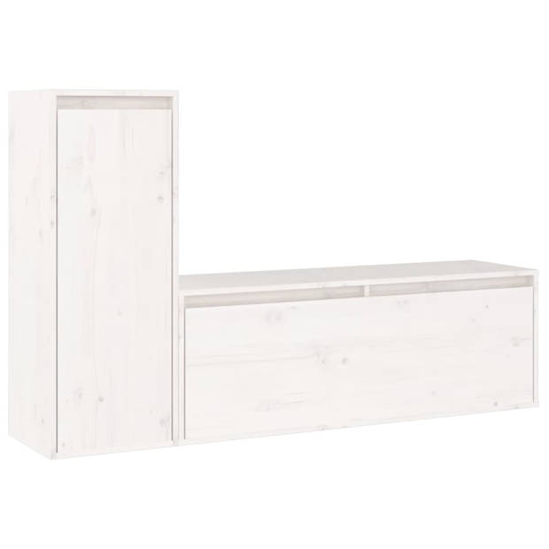 The Living Store Televisiemeubel Classic - 100 x 30 x 35 cm - Wit - Massief grenenhout