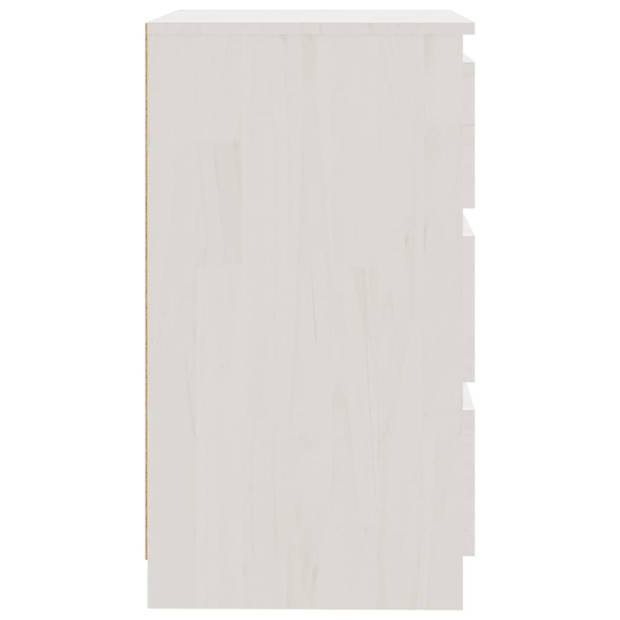 vidaXL Nachtkastje 60x36x64 cm massief grenenhout wit