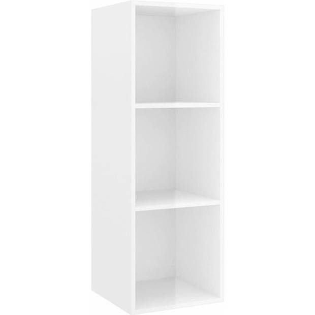 The Living Store TV-meubel - Televisiewandmeubelset - 37 x 37 x 107 cm - Hoogglans wit - Spaanplaat