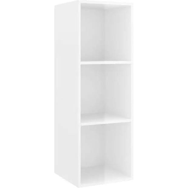 The Living Store TV-meubel - Televisiewandmeubelset - 37 x 37 x 107 cm - Hoogglans wit - Spaanplaat