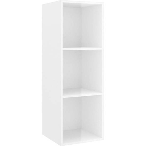 The Living Store TV-meubelset - Stereokasten - Hoogglans wit - 2x 37x37x72 cm - 1x 37x37x107 cm