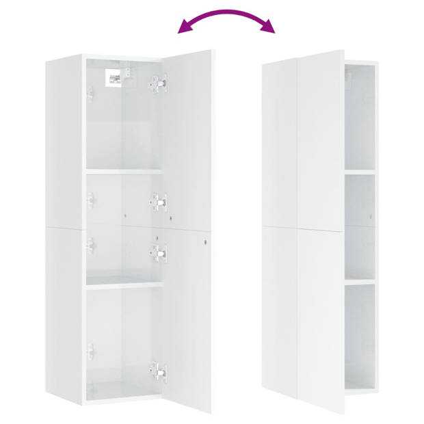 The Living Store Wandmeubel - Hangende televisiekast - hoogglans wit - spaanplaat - 30.5 x 30 x 110 cm (B x D x H)