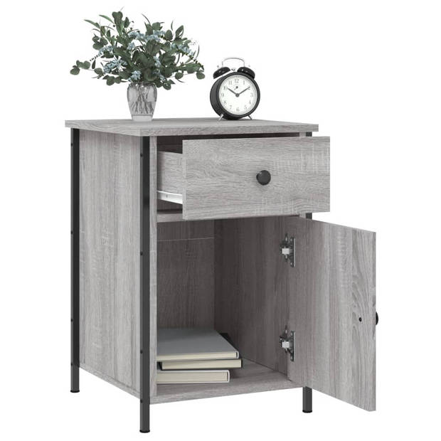 vidaXL Nachtkastjes 2 st 40x42x60 cm bewerkt hout grijs sonoma eiken