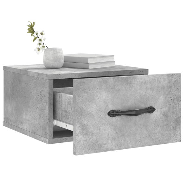 The Living Store Wandnachtkastjes - Betongrijs - 35 x 35 x 20 cm - Duurzaam bewerkt hout