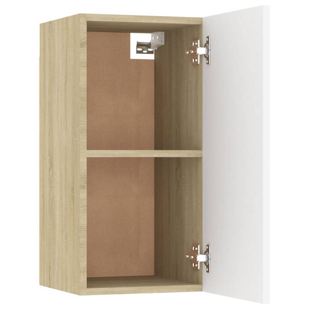 The Living Store Wandkast - wit en sonoma eiken - 30.5 x 30 x 60 cm - 2 schappen