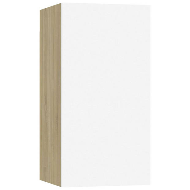 The Living Store Wandkast - wit en sonoma eiken - 30.5 x 30 x 60 cm - 2 schappen