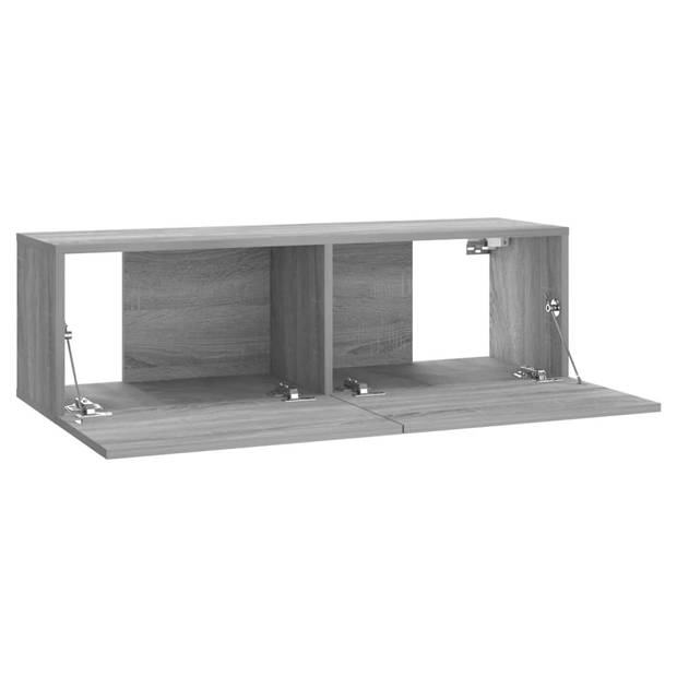The Living Store Wandmeubel - TV-meubel - Grijs Sonoma Eiken - 30.5x30x30cm en 100x30x30cm - Inclusief 4x S en 1x L