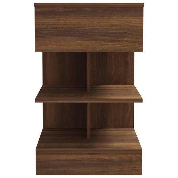 vidaXL Nachtkastjes 2 st 40x35x65 cm bewerkt hout bruin eikenkleur