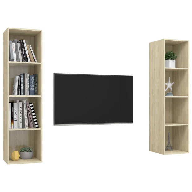 The Living Store TV-meubelset - Sonoma Eiken - 37 x 37 x 142.5 cm - 2 x TV-meubel - Montage vereist