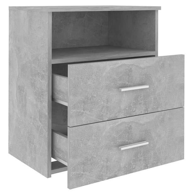 The Living Store Bedkastjes - Betongrijs - 50 x 32 x 60 cm - 2 lades - Stabiel en stevig