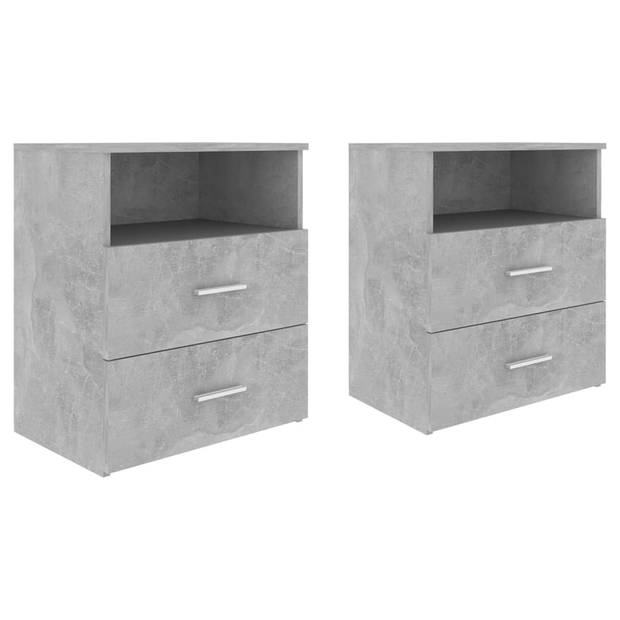 The Living Store Bedkastjes - Betongrijs - 50 x 32 x 60 cm - 2 lades - Stabiel en stevig