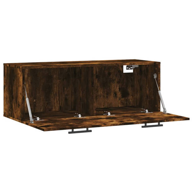 The Living Store Wandkast Gerookt Eiken - 100 x 36.5 x 35 cm - Zwevende kast