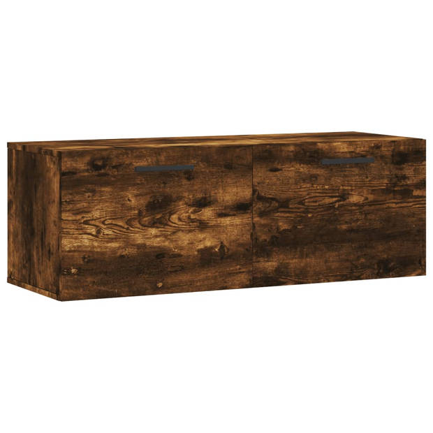 The Living Store Wandkast Gerookt Eiken - 100 x 36.5 x 35 cm - Zwevende kast