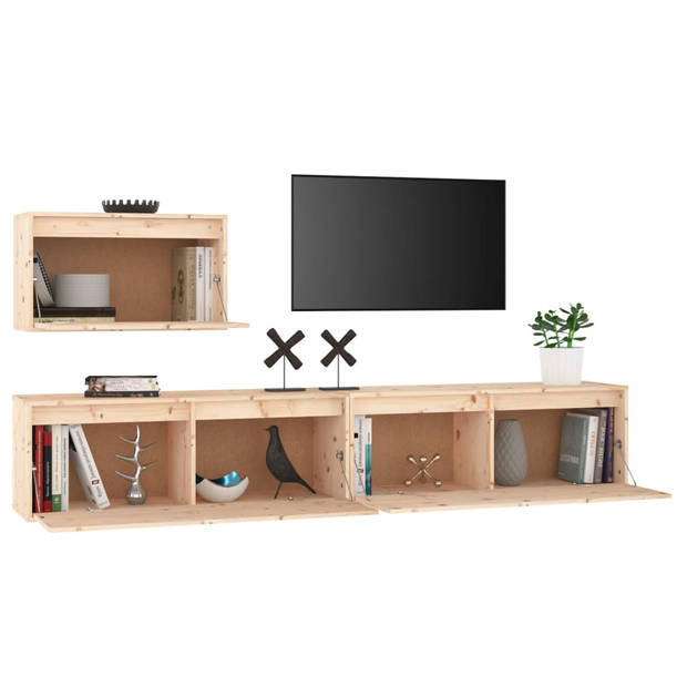 The Living Store Televisiekasten - Massief grenenhout - 60 x 30 x 35 cm - 100 x 30 x 35 cm meubelmaten