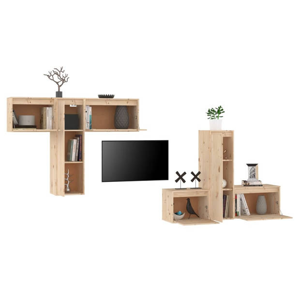 The Living Store TV-meubel 45x30x35 cm - massief grenenhout onbehandeld