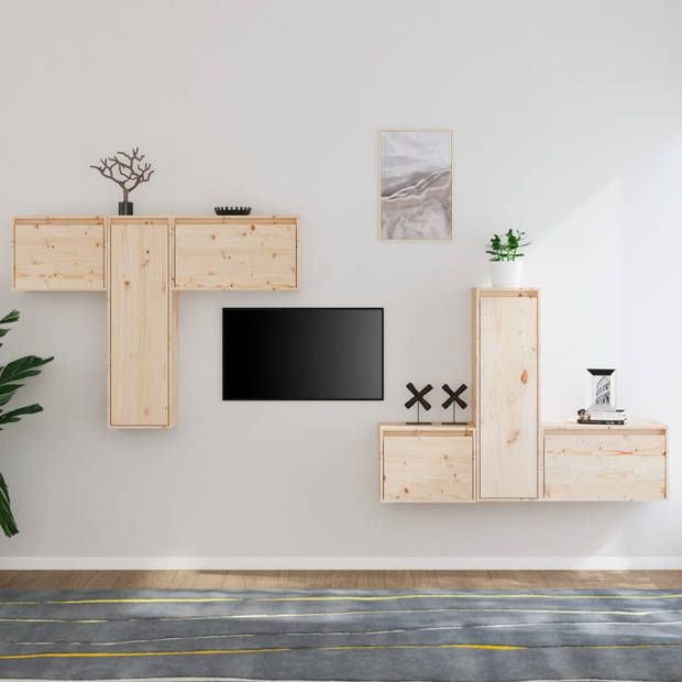The Living Store TV-meubel 45x30x35 cm - massief grenenhout onbehandeld