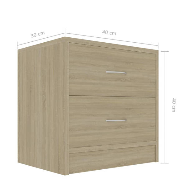 vidaXL Nachtkastjes 2 st 40x30x40 cm bewerkt hout sonoma eikenkleurig