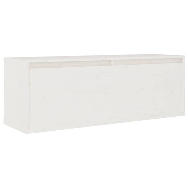 The Living Store Televisiemeubel - Wit - Massief grenenhout - 100 x 30 x 35 cm / 30 x 30 x 80 cm