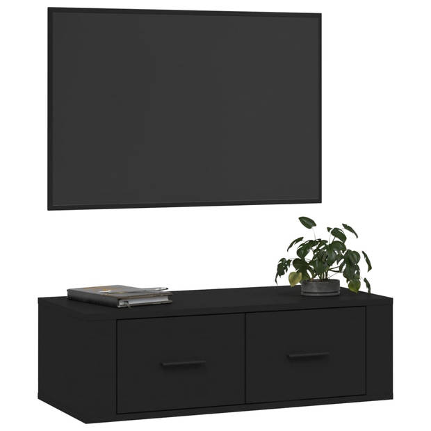 The Living Store Hangend TV-meubel - Zwart - 80 x 36 x 25 cm - Duurzaam materiaal