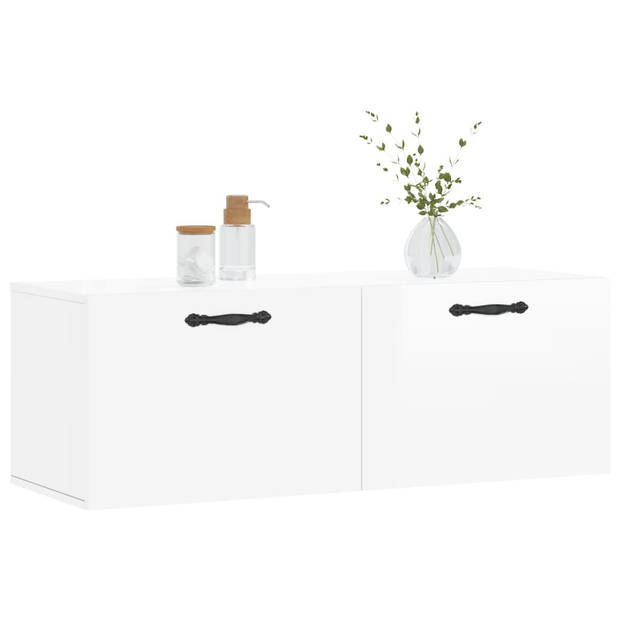 The Living Store Wandkast - Hoogglans wit - 60 x 36.5 x 35 cm - Duurzaam materiaal