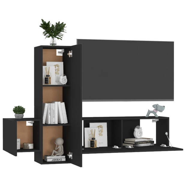 The Living Store TV-meubel - Stereokast - 100 x 30 x 30 cm - Zwart