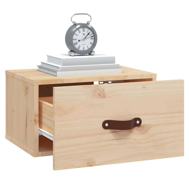 The Living Store Wandnachtkastje - 40 x 29.5 x 22 cm - Massief grenenhout