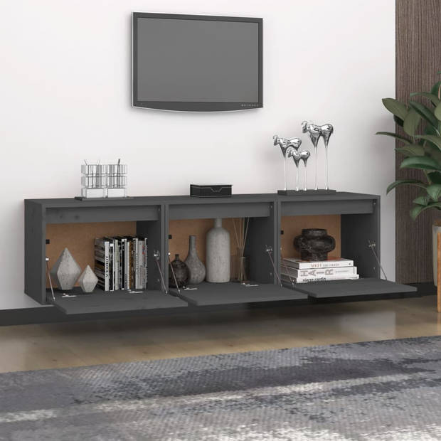 The Living Store TV-meubel Wandkast - 45 x 30 x 35 cm - massief grenenhout