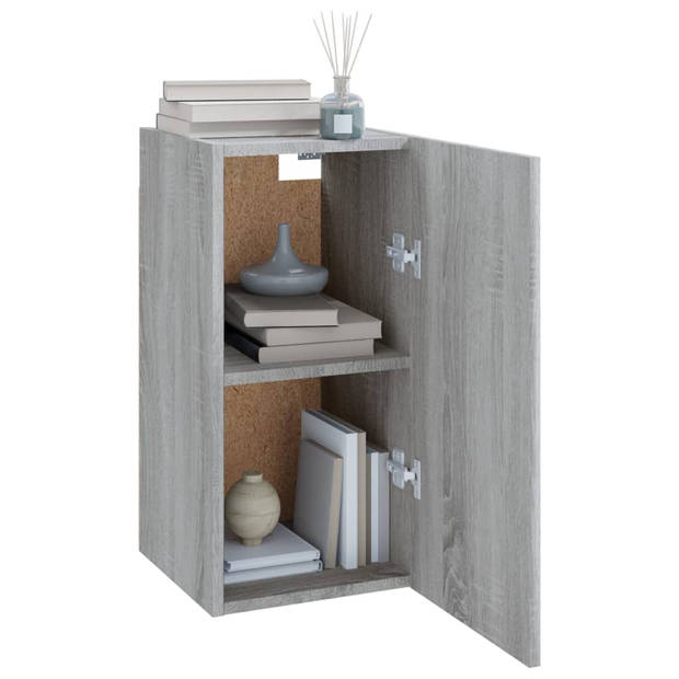 The Living Store Hangend tv-meubel - Grijs Sonoma Eiken - 30.5 x 30 x 60 cm - Bewerkt hout - Set van 2